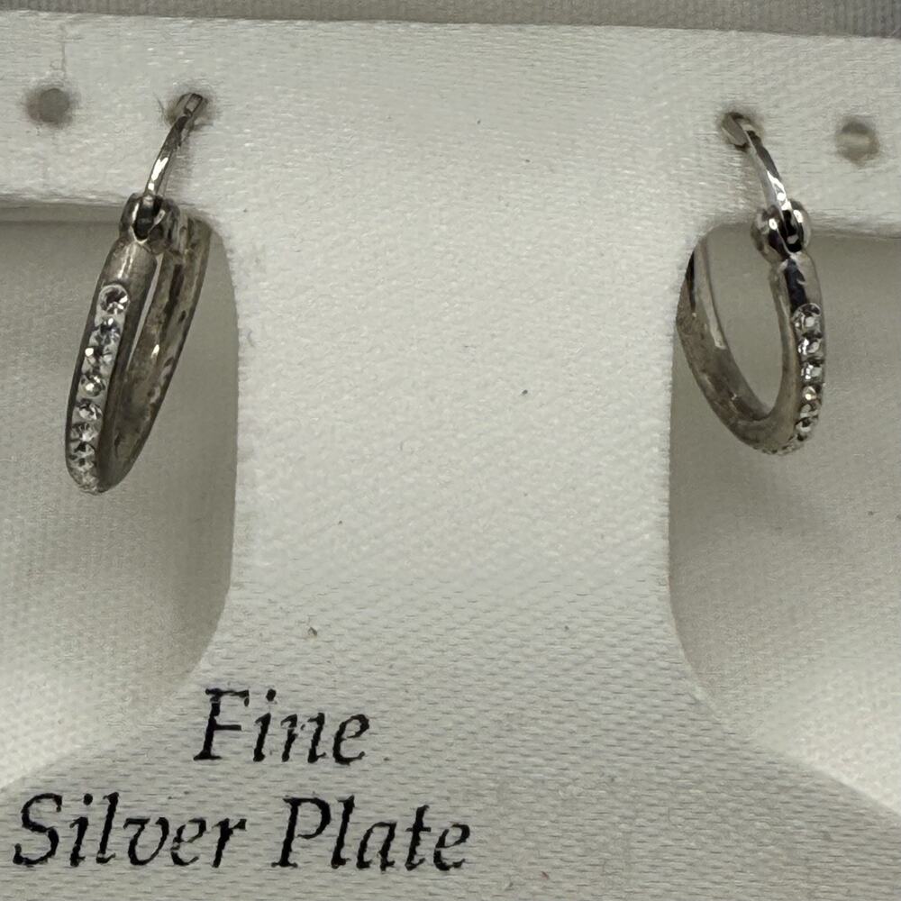 Chrystina Silver Hoop Earrings Genuine Crystal Fine Silver Plated‎ Classic - Picture 2 of 7